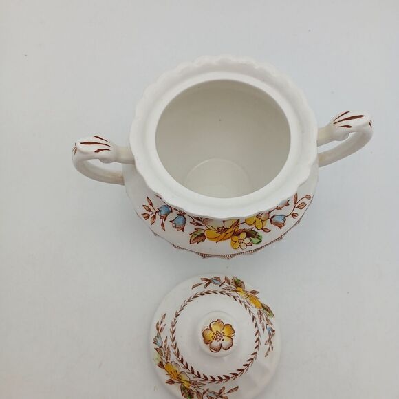 J & G Meakin Braemar Creamer & Sugar Bowl England scalloped floral Classic White - Picture 8 of 14